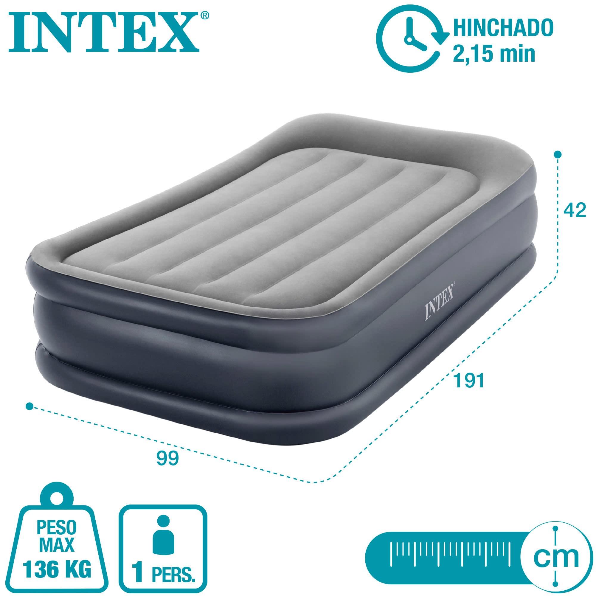 64132 Dura-Beam Deluxe Double 191 * 99 * 42 cm - intexegypt